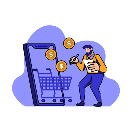 Registros de transações de mercados online  Illustration