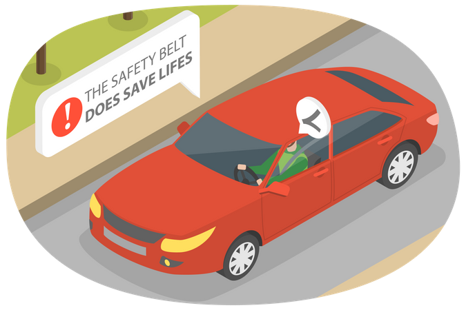 Normas de seguridad en la conducción para usar el cinturón de seguridad  Ilustración