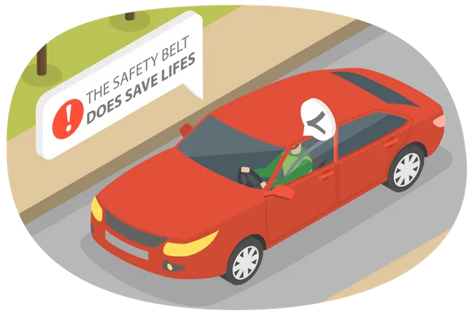 Regras de segurança ao dirigir para usar cinto de segurança  Ilustração