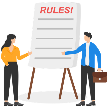 Regras e regulamentos que os funcionários devem seguir  Ilustração