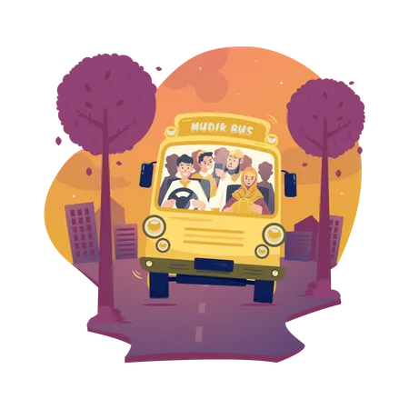 Tradição de boas-vindas de ônibus  Ilustração