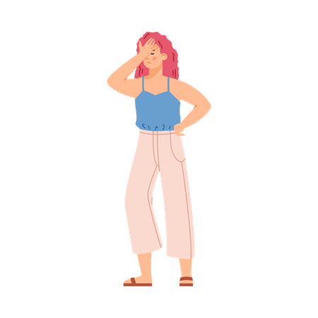 Regretting disappointed woman  Illustration