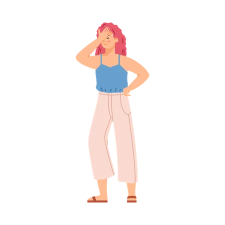 Regretting disappointed woman  Illustration