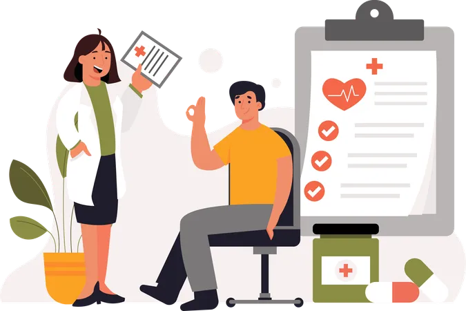 This Illustration Depicts A Man Undergoing A Medical Check Up Which Is An Essential Aspect Of Preventive Healthcare Perfect For Web Design Posters And Campaigns Promoting Healthy Living This User Friendly And Fully Editable Illustration Serves As A Valuable Resource For Promoting Preventive Healthcare And Advocating For A Better Quality Of Life Illustration