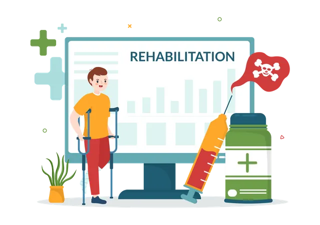 Rehabilitation Flat Cartoon Hand Drawn Templates Illustration With Doctor Helping Patient Orthopedic Physiotherapy Physical Activity And Healthcare Illustration