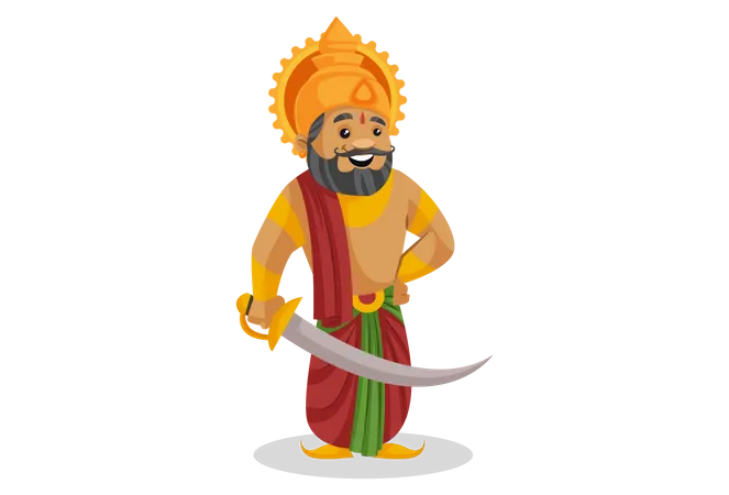 Rei Dasharatha segurando espada  Ilustração