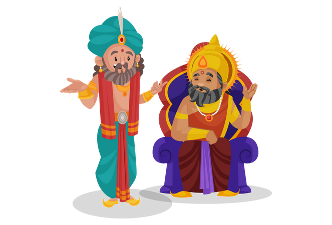 Rei Dhritarashtra conversando com Shakuni  Ilustração