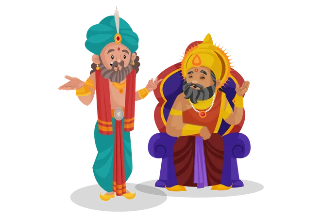 Rei Dhritarashtra conversando com Shakuni  Ilustração