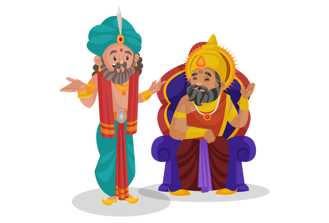 Rei Dhritarashtra conversando com Shakuni  Ilustração