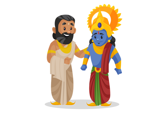 Rei Janaka em pé com o Senhor Ram  Ilustração