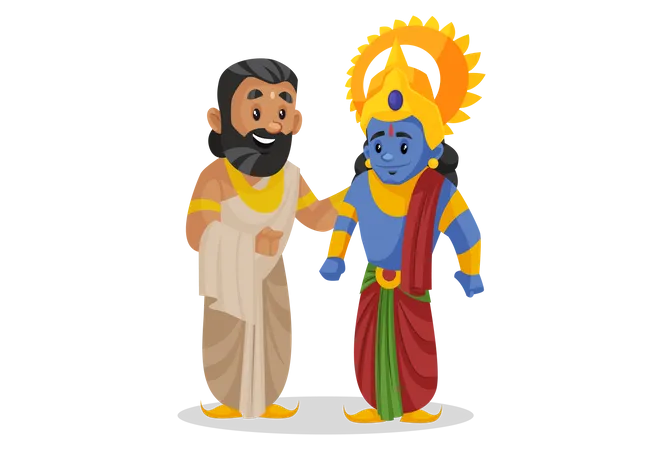Rei Janaka em pé com o Senhor Ram  Ilustração