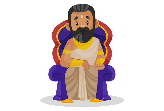 Rei Janaka sentado no trono  Ilustração