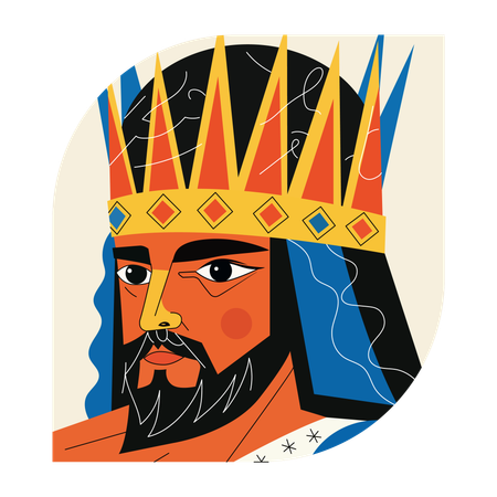 Rei rosto, coroado, personagem, pôquer, cassino,  Illustration