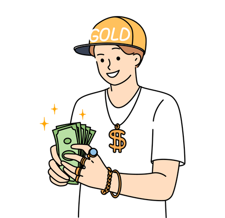 Reicher Junge mit Geld  Illustration