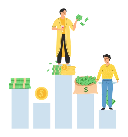 Reicher Mann gibt armen Mann Geld  Illustration