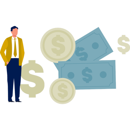 Reicher Mann zeigt Geld  Illustration