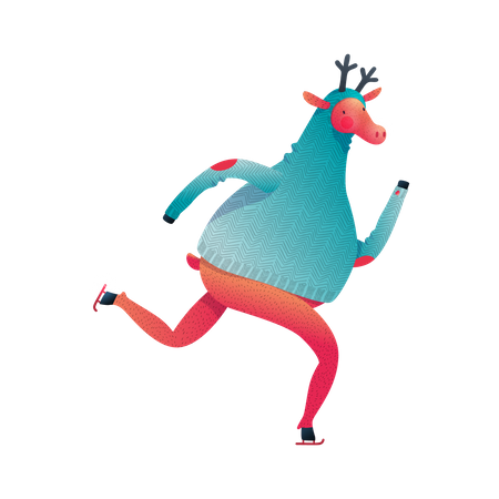 Reindeer running Illustration