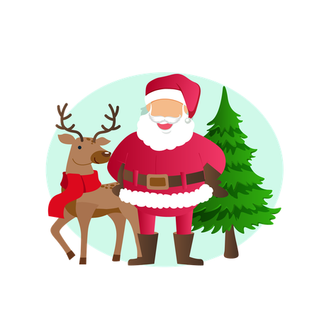 Reindeer with santa claus  Illustration