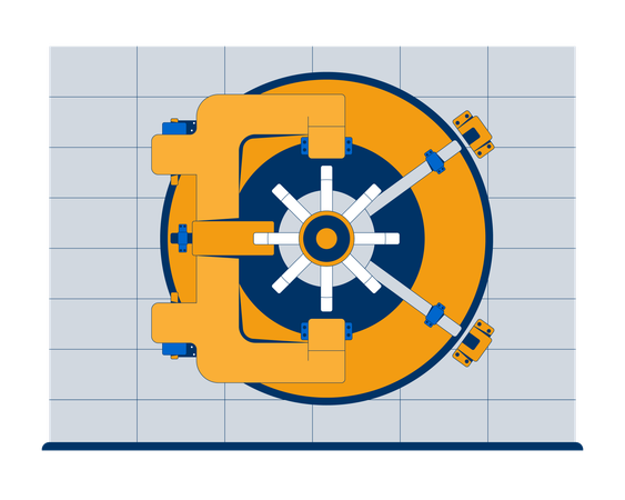 Reinforced bank vault door front view  Illustration
