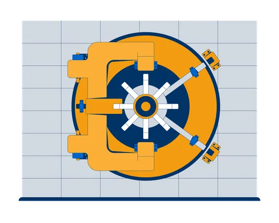 Reinforced bank vault door front view  Illustration