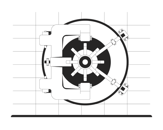 Reinforced bank vault door front view  Illustration