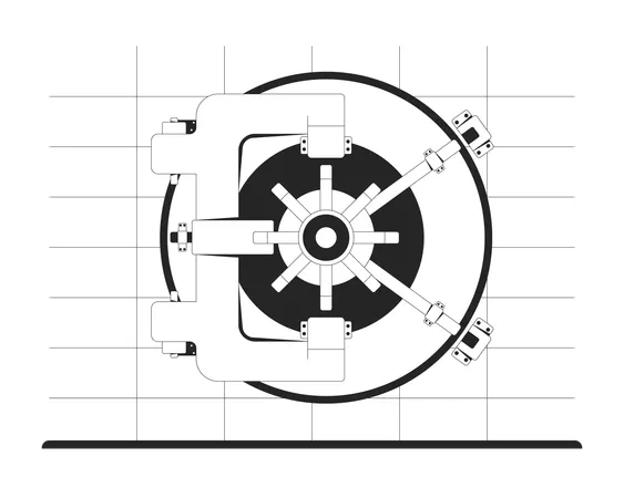 Reinforced bank vault door front view  Illustration