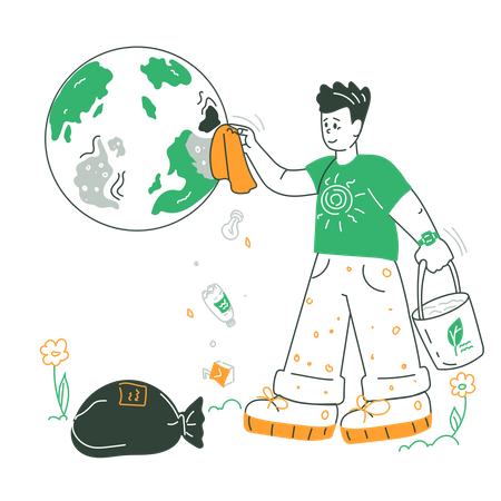 Reinigung der Erde Umwelt  Illustration