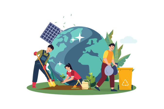 Reinigung der Erde Umwelt  Illustration
