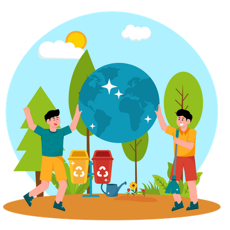 Reinigung der Erde Umwelt  Illustration