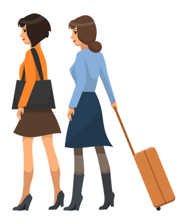 Reisende Frauen mit Gepäck  Illustration