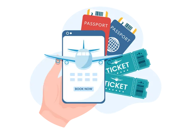 Reiseticket online buchen  Illustration