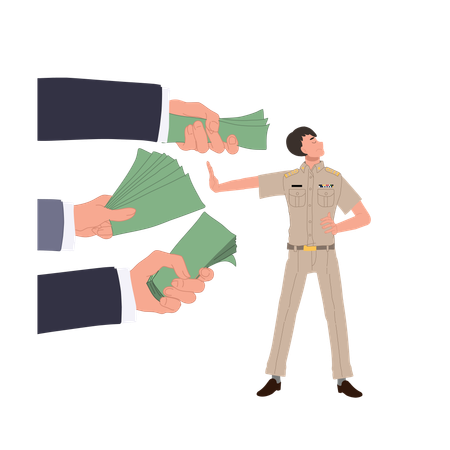 Rejecting bribery money  Illustration