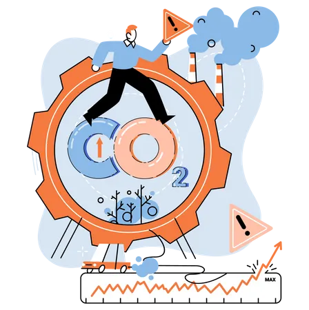 Rekordhoher Kohlendioxid-CO2-Gehalt in der Atmosphäre  Illustration