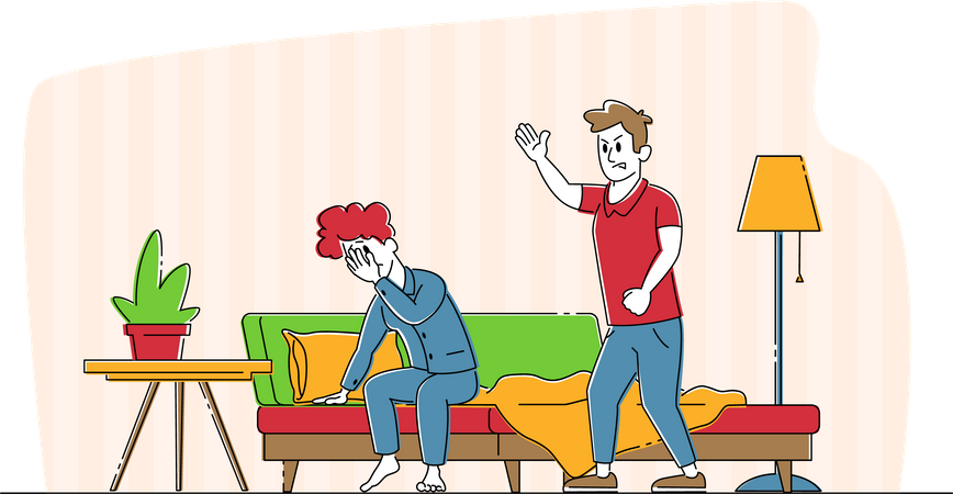 Relationships Problem and Couple Fighting Illustration
