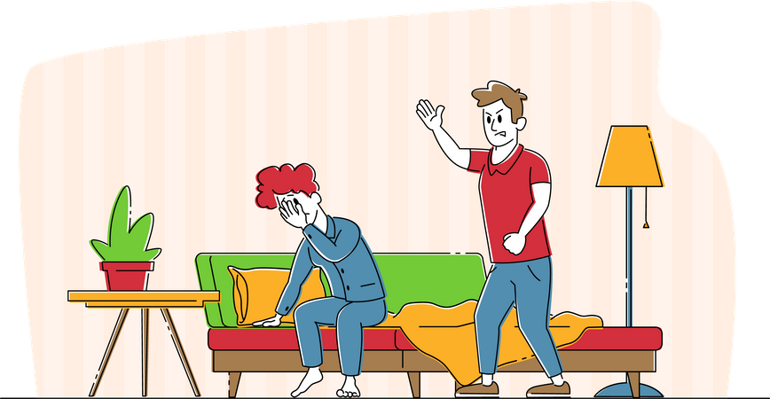 Relationships Problem and Couple Fighting  Illustration