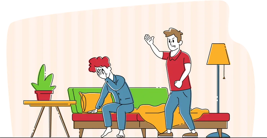 Relationships Problem and Couple Fighting  Illustration