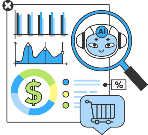 Relatório financeiro de IA  Ilustração