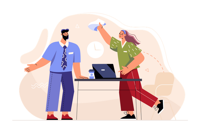 Moça que dá o relatório do escritório  Ilustração