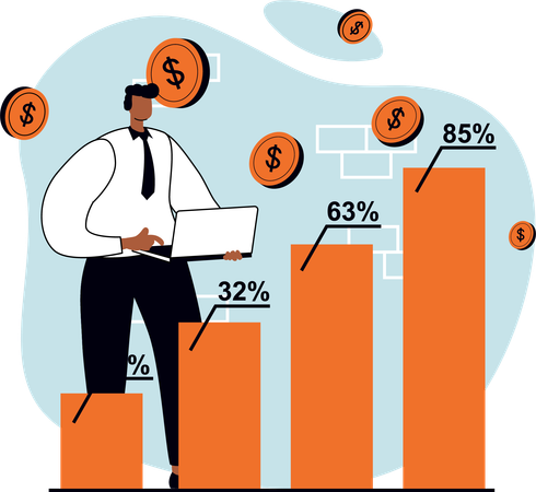 Empresário procurando relatório de receitas da empresa  Ilustração