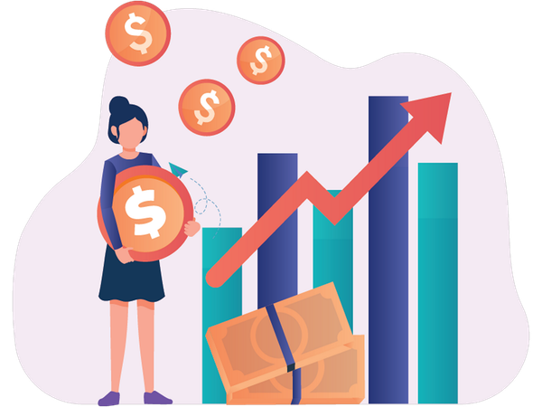 Relatório de tendências do mercado de crescimento apresentado por funcionário  Ilustração