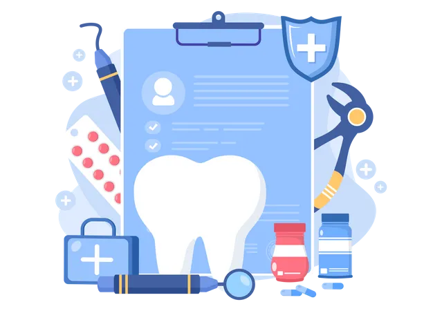 Dia Mundial Do Dentista Com Dente E Escova De Dentes Para Prevenir Caries E Cuidados De Saude Em Ilustracao De Fundo Plano De Desenho Animado Adequado Para Cartaz Ou Banner Ilustração