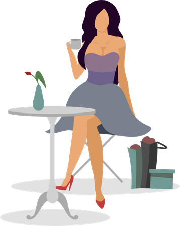 Relax in cafe after shopping  Illustration