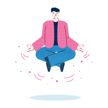 Relaxed businessman flying in lotus position  Illustration