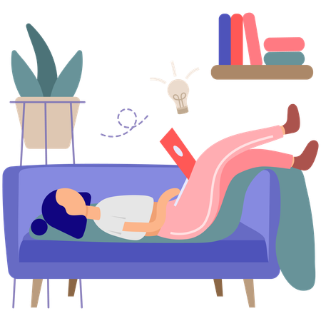 Relaxed girl Working From Home  Illustration