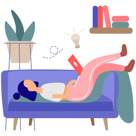 Relaxed girl Working From Home  Illustration