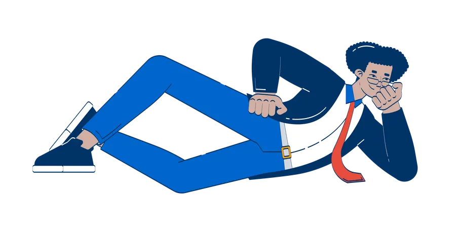 Relaxed latino male employee lying on side  Illustration