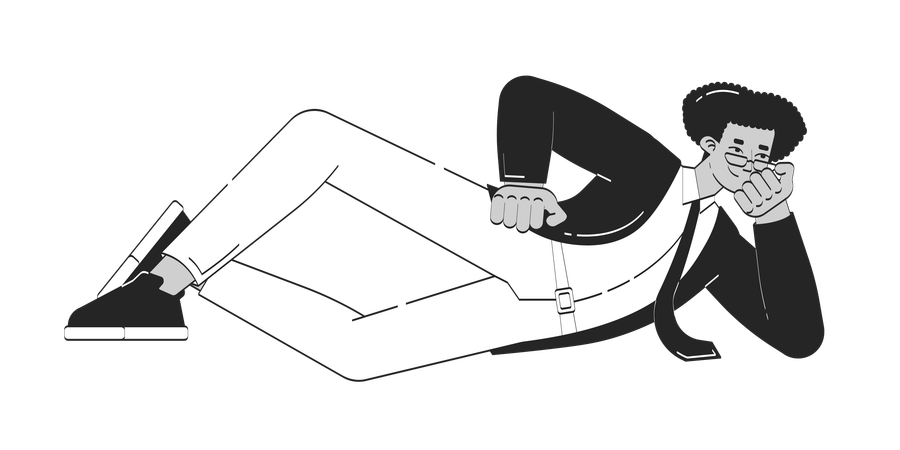 Relaxed latino male employee lying on side  Illustration