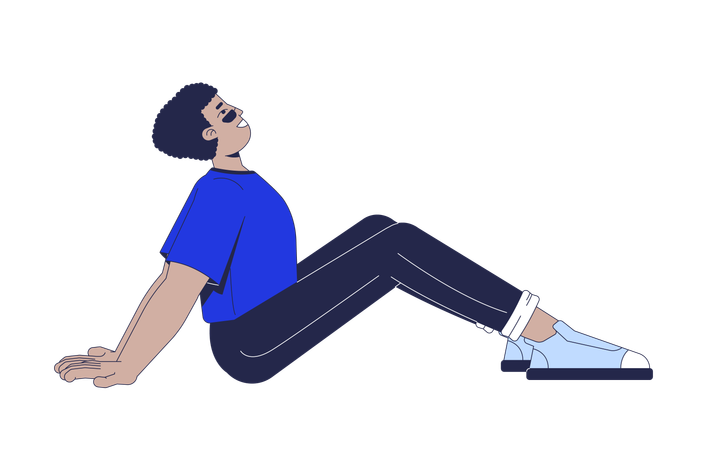 Relaxed latino man sitting on floor leaning back  Illustration