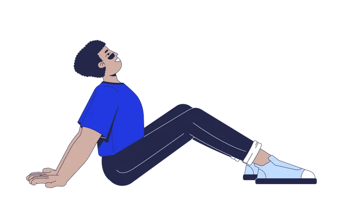 Relaxed latino man sitting on floor leaning back  Illustration
