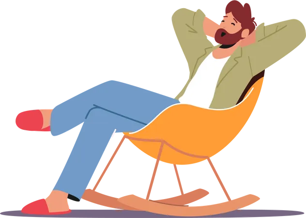 Relaxed Male sitting on chair comfortably  Illustration